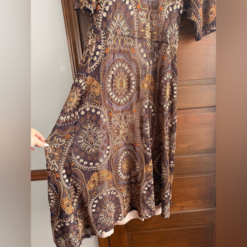 JOHNNY WAS LOVING IS EASY MESH EMBROIDERED MIDI DRESS - Picture 9 of 10